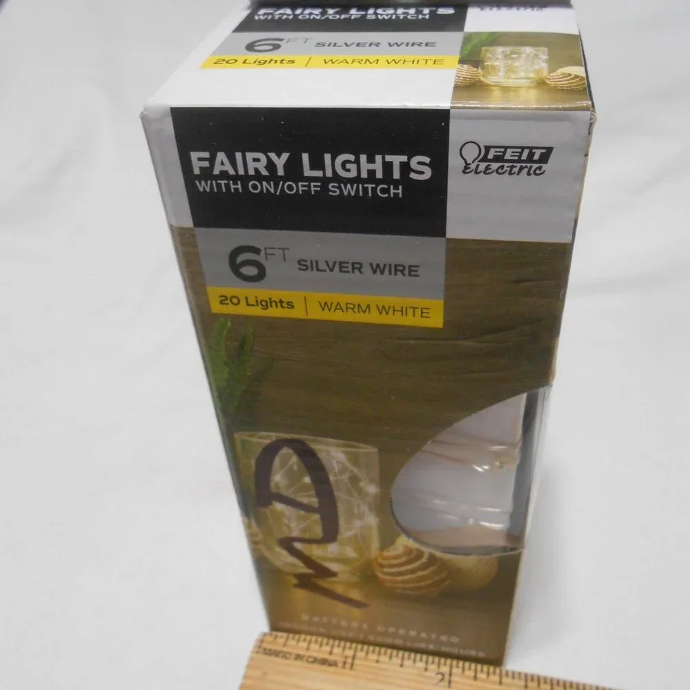 NEW BOX FAIRY LIGHTS 6FT WARM WHITE w/ BATTERY & ON/OFF SWITCH 20 LIGHTS 🔥